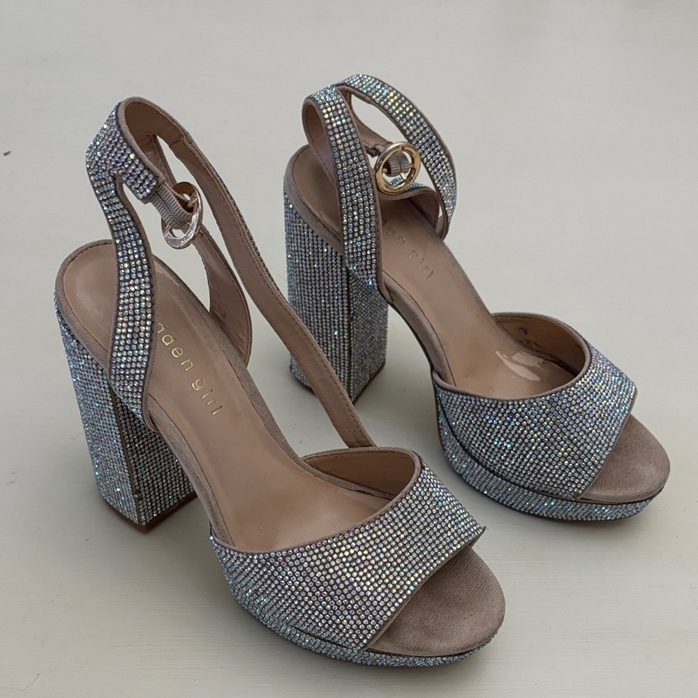 Madden girl Sparkling Silver Block Heels